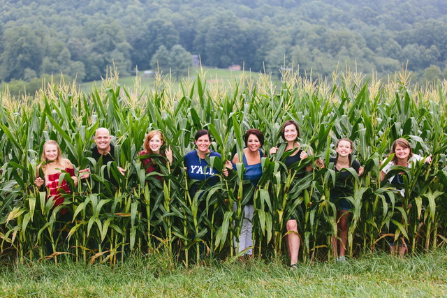 Poppy Handcrafted Popcorn team in a cornfield