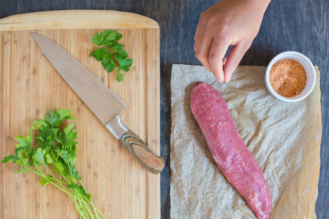 Seasoning a bistro filet/teres major steak